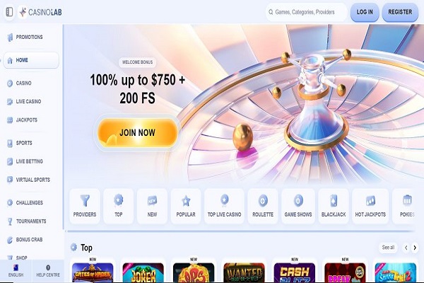 `CasinoLab Cover Page and Welcome Bonus
